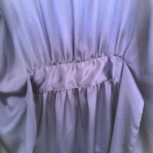 VINTAGE VICTORIAS SECRET 90’s VINTAGE BLUE SATIN LONG ROBE SMALL - Picture 8 of 9
